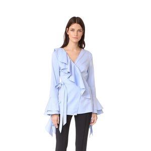 C/MEO Size XS Blue Wrap Ruffle Shirt